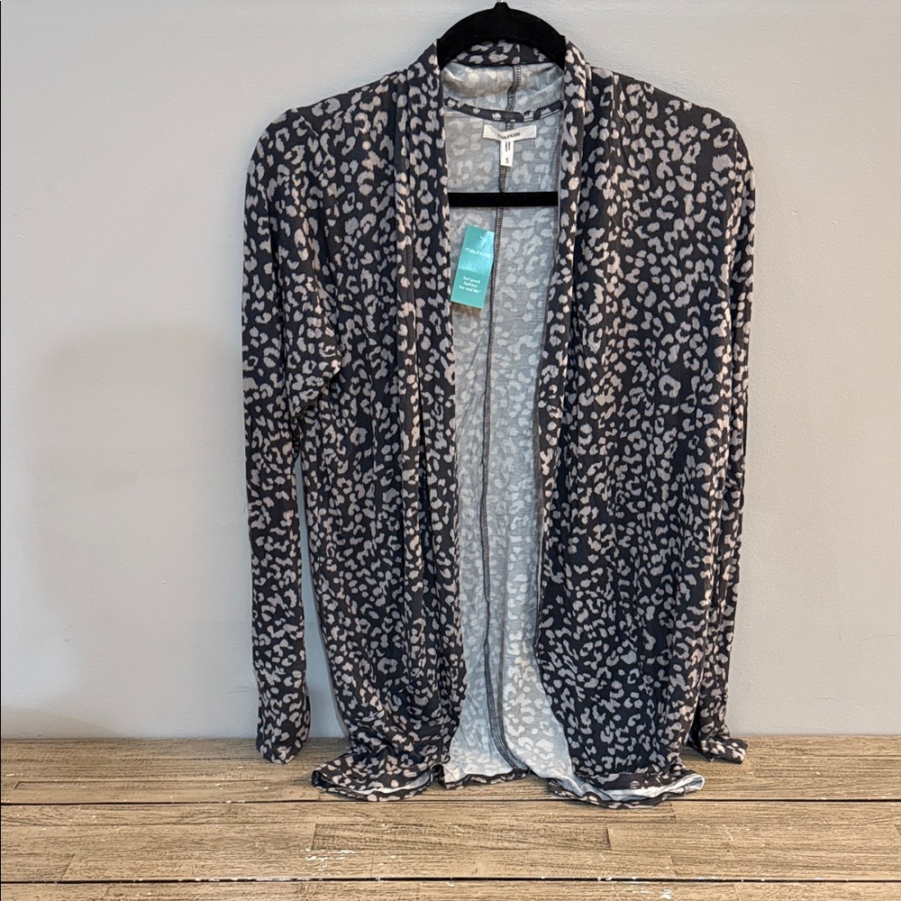 Maurices Black and Cream Leopard Cardigan